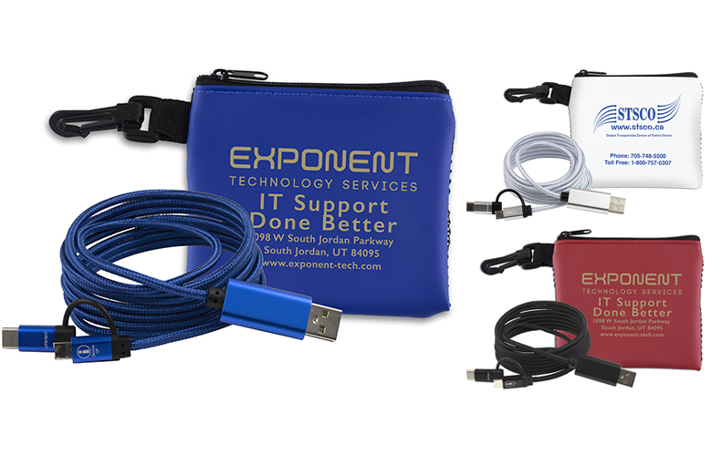 Mobile Tech Charging Cable Kit in Mesh Zipper Pouch Components inserted into Zipper Pouch Mobile Tech Charging Cable Kit in Mesh Zipper Pouch Components inserted into Zipper Pouch